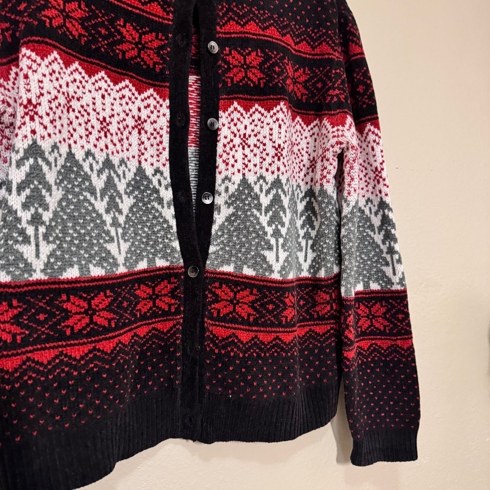 Classic Elements Black & Red Fair Isle Cardigan - Picture 5 of 6